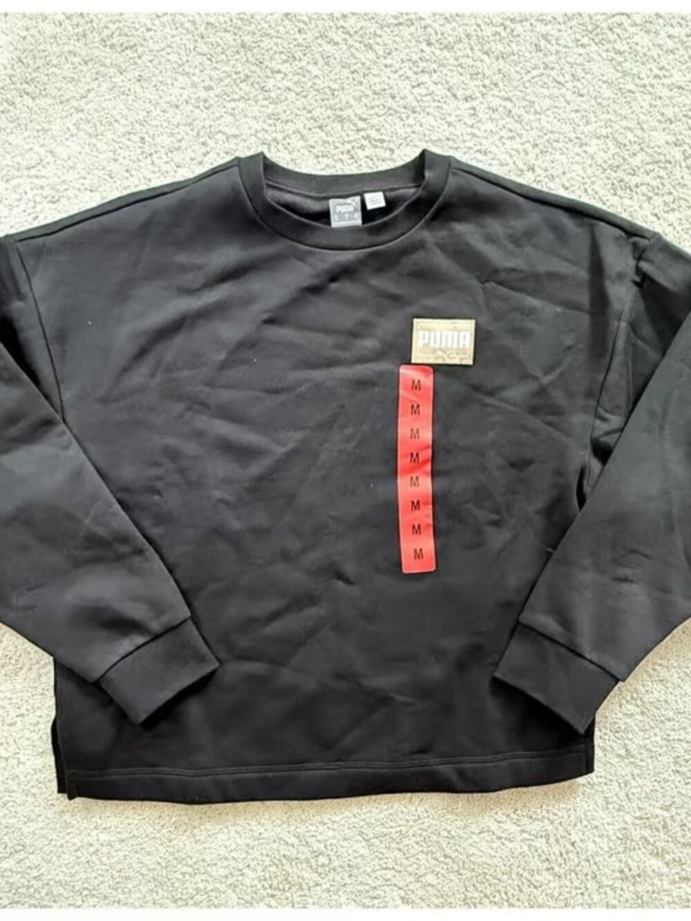 Puma Women's Fleece Crewneck Pullover Black Medium Sweatshirt